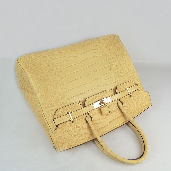 High Quality Fake Hermes Birkin 35CM Crocodile Veins Leather Bag Yellow 6089 - Click Image to Close